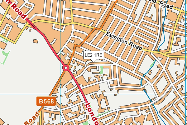 LE2 1RE map - OS VectorMap District (Ordnance Survey)