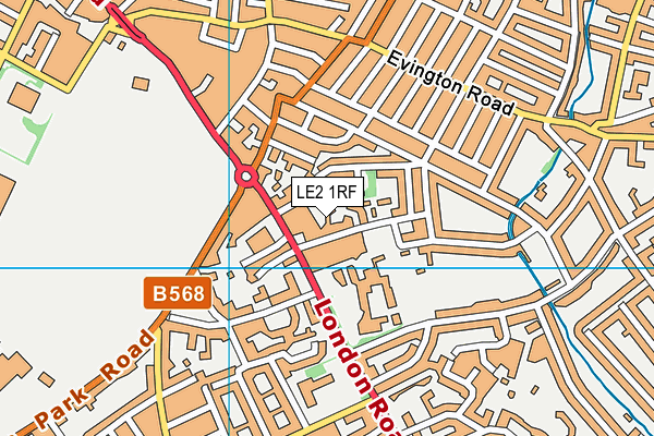 LE2 1RF map - OS VectorMap District (Ordnance Survey)