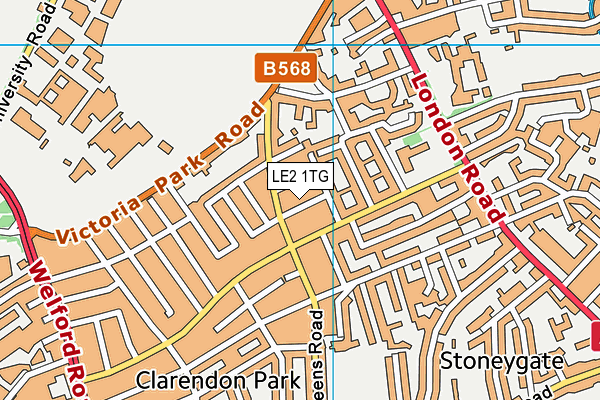 LE2 1TG map - OS VectorMap District (Ordnance Survey)