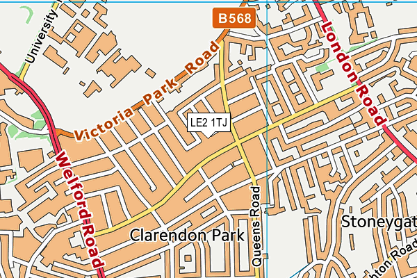 LE2 1TJ map - OS VectorMap District (Ordnance Survey)