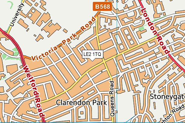 LE2 1TQ map - OS VectorMap District (Ordnance Survey)