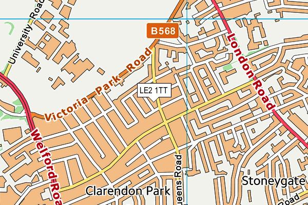 LE2 1TT map - OS VectorMap District (Ordnance Survey)