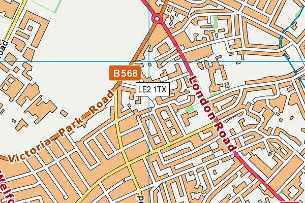 LE2 1TX map - OS VectorMap District (Ordnance Survey)