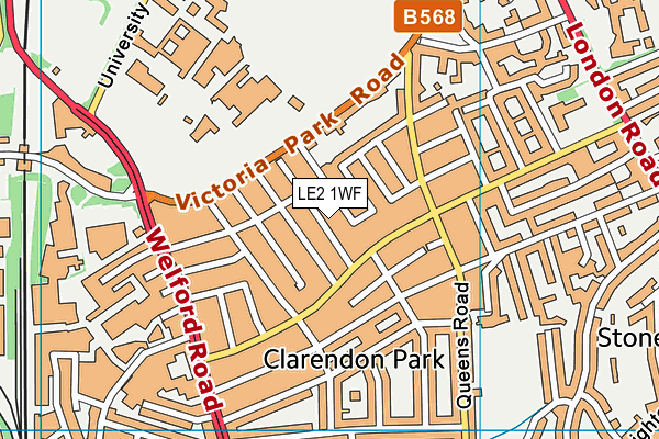 LE2 1WF map - OS VectorMap District (Ordnance Survey)