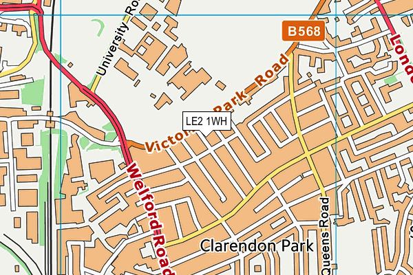 LE2 1WH map - OS VectorMap District (Ordnance Survey)