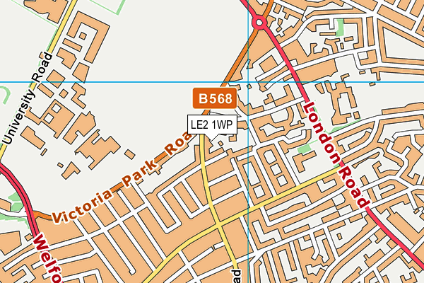 LE2 1WP map - OS VectorMap District (Ordnance Survey)