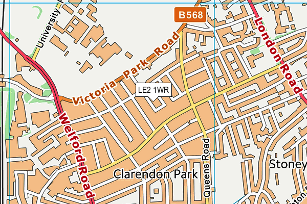 LE2 1WR map - OS VectorMap District (Ordnance Survey)
