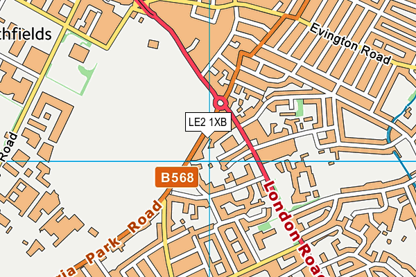 LE2 1XB map - OS VectorMap District (Ordnance Survey)