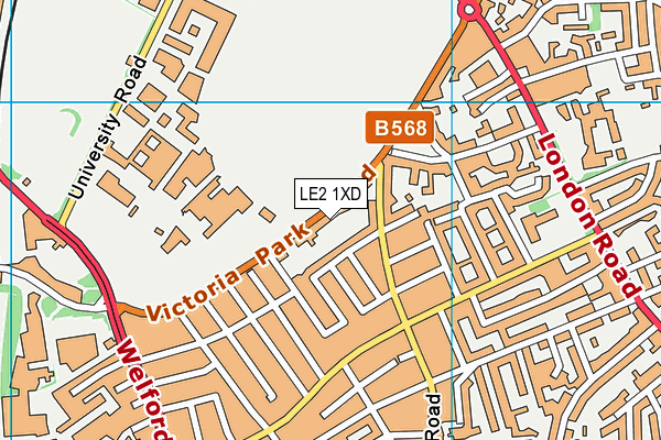 LE2 1XD map - OS VectorMap District (Ordnance Survey)
