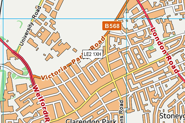 LE2 1XH map - OS VectorMap District (Ordnance Survey)