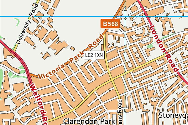 LE2 1XN map - OS VectorMap District (Ordnance Survey)