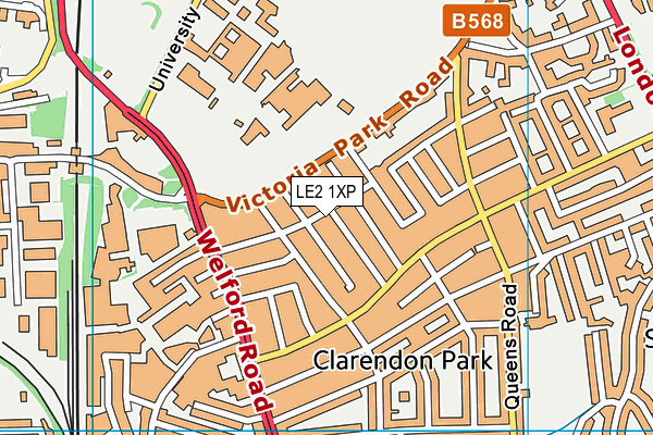 LE2 1XP map - OS VectorMap District (Ordnance Survey)