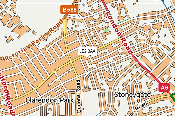 LE2 3AA map - OS VectorMap District (Ordnance Survey)