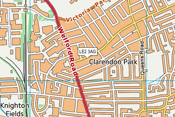 LE2 3AG map - OS VectorMap District (Ordnance Survey)