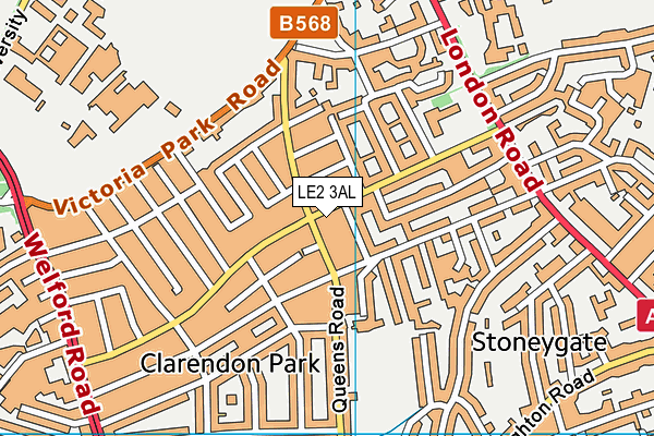 LE2 3AL map - OS VectorMap District (Ordnance Survey)