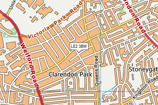 LE2 3BW map - OS VectorMap District (Ordnance Survey)