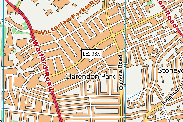 LE2 3BX map - OS VectorMap District (Ordnance Survey)