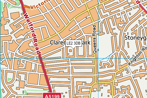 LE2 3DB map - OS VectorMap District (Ordnance Survey)