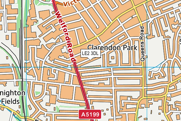 LE2 3DL map - OS VectorMap District (Ordnance Survey)