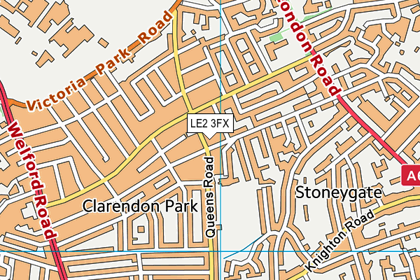 LE2 3FX map - OS VectorMap District (Ordnance Survey)