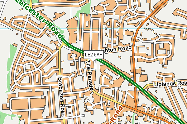 LE2 5AF map - OS VectorMap District (Ordnance Survey)