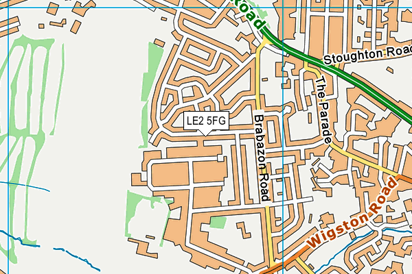 LE2 5FG map - OS VectorMap District (Ordnance Survey)