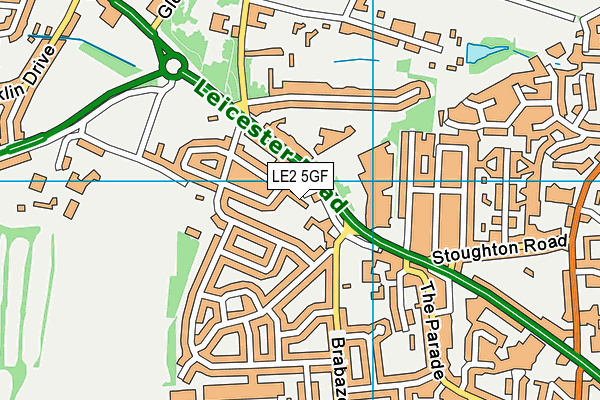 LE2 5GF map - OS VectorMap District (Ordnance Survey)