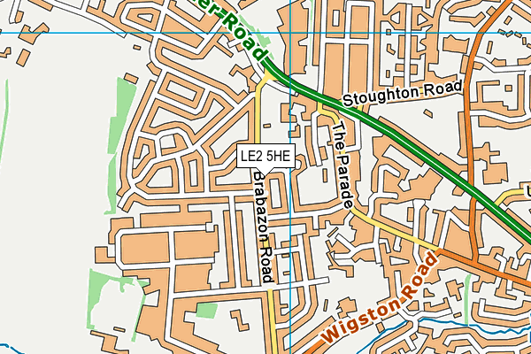 LE2 5HE map - OS VectorMap District (Ordnance Survey)