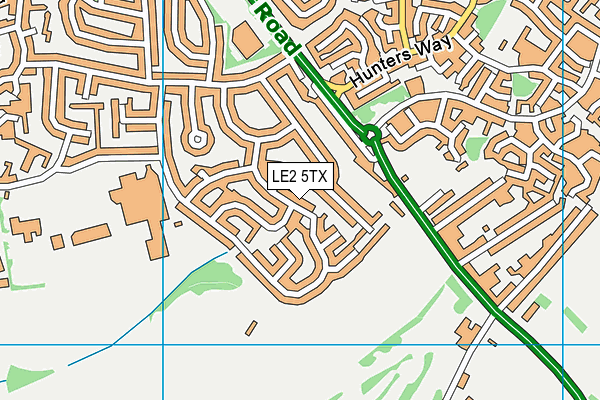 LE2 5TX map - OS VectorMap District (Ordnance Survey)