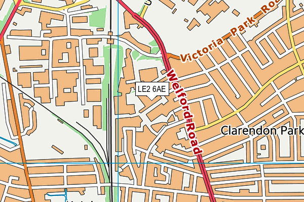 LE2 6AE map - OS VectorMap District (Ordnance Survey)