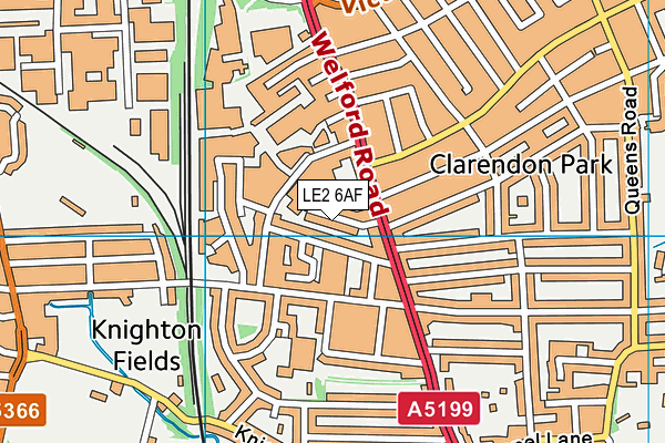 LE2 6AF map - OS VectorMap District (Ordnance Survey)