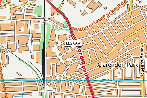 LE2 6AW map - OS VectorMap District (Ordnance Survey)