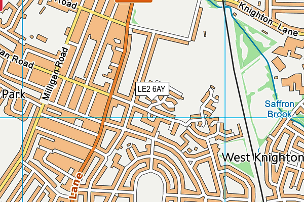 LE2 6AY map - OS VectorMap District (Ordnance Survey)