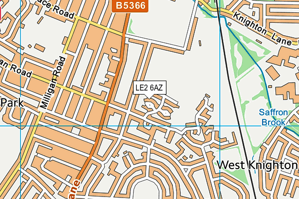 LE2 6AZ map - OS VectorMap District (Ordnance Survey)