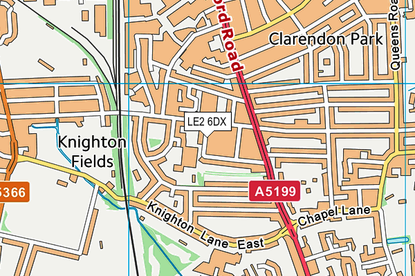 LE2 6DX map - OS VectorMap District (Ordnance Survey)