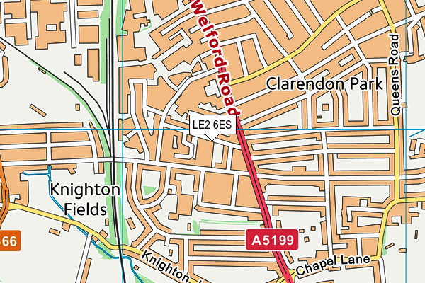 LE2 6ES map - OS VectorMap District (Ordnance Survey)