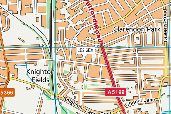 LE2 6EX map - OS VectorMap District (Ordnance Survey)