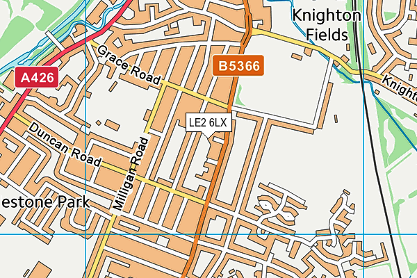 LE2 6LX map - OS VectorMap District (Ordnance Survey)