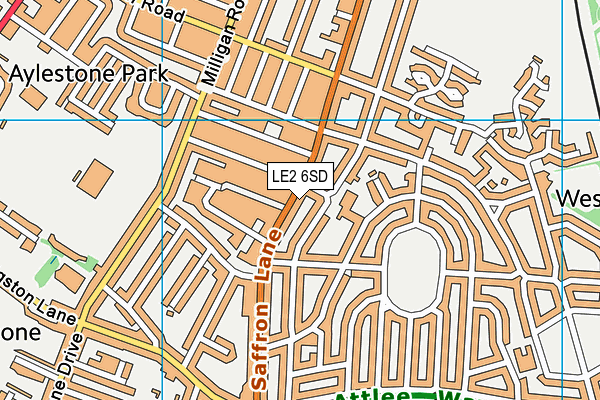 LE2 6SD map - OS VectorMap District (Ordnance Survey)