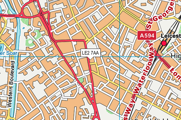 LE2 7AA map - OS VectorMap District (Ordnance Survey)