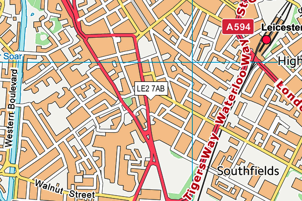 LE2 7AB map - OS VectorMap District (Ordnance Survey)