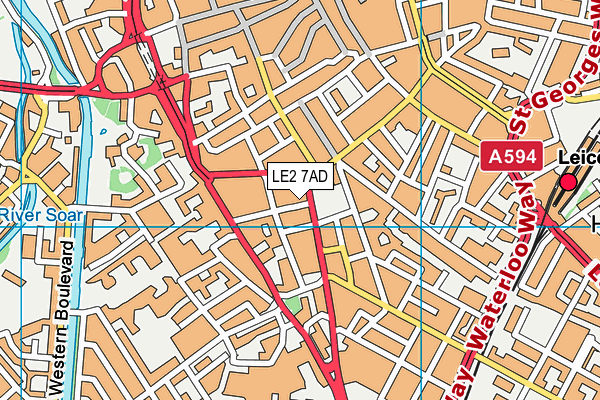 LE2 7AD map - OS VectorMap District (Ordnance Survey)