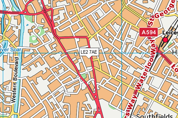 LE2 7AE map - OS VectorMap District (Ordnance Survey)