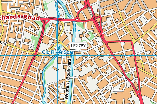 LE2 7BY map - OS VectorMap District (Ordnance Survey)