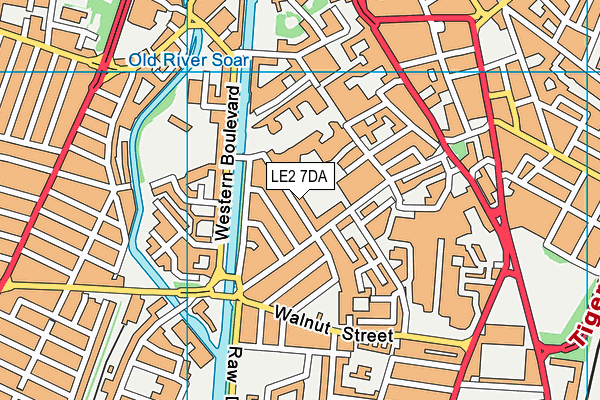 LE2 7DA map - OS VectorMap District (Ordnance Survey)