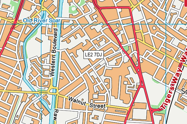 LE2 7DJ map - OS VectorMap District (Ordnance Survey)
