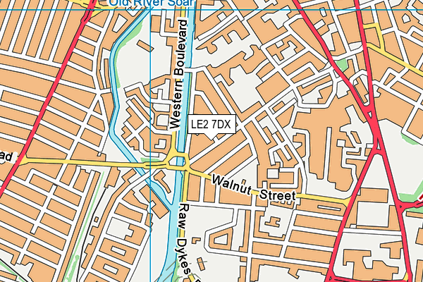LE2 7DX map - OS VectorMap District (Ordnance Survey)
