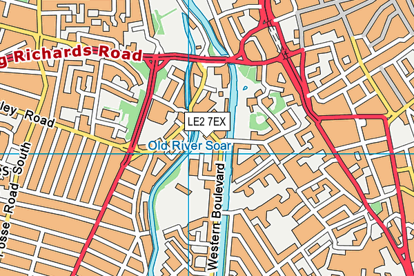 LE2 7EX map - OS VectorMap District (Ordnance Survey)