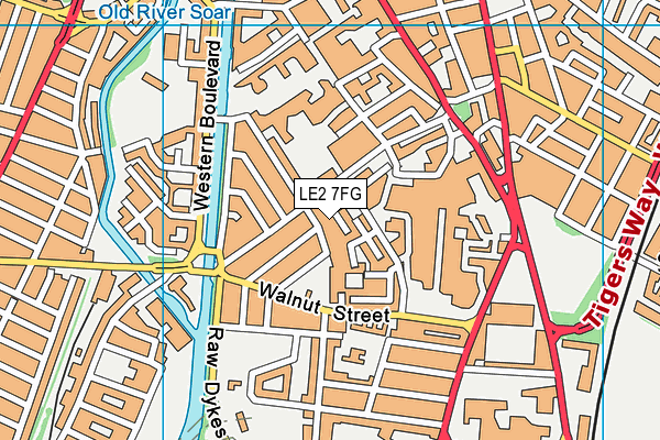 LE2 7FG map - OS VectorMap District (Ordnance Survey)