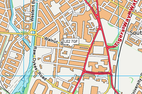 LE2 7GF map - OS VectorMap District (Ordnance Survey)